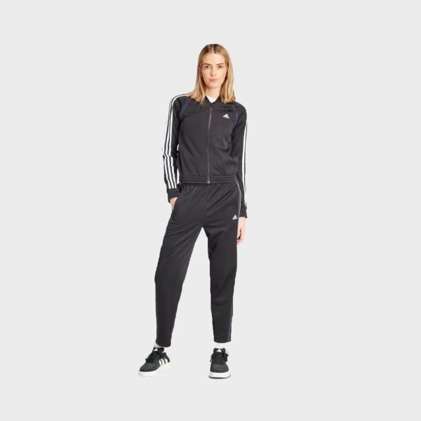 Adidas Sportswear Team Sport Tracksuit 3 Stripes Modern Γυναικειο Σετ Φορμες Μαυρο