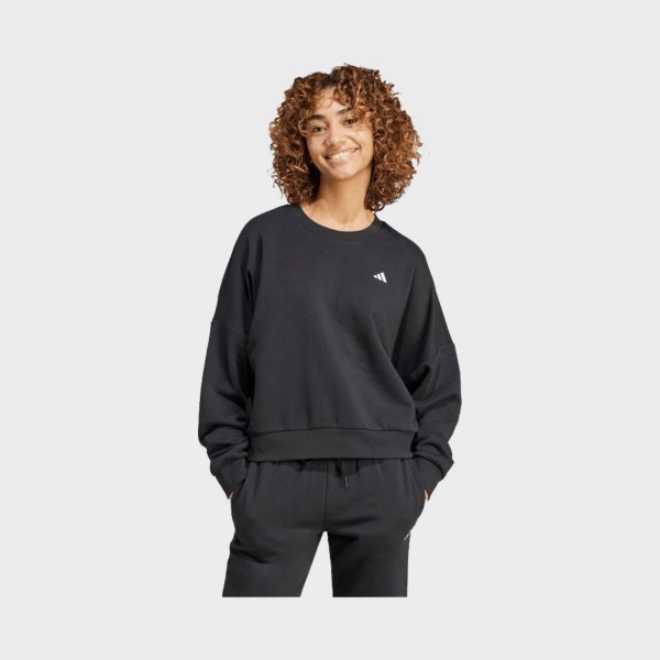 Adidas Essentials Small Logo Feel Cozy Sweattshirt Γυναικειο Φουτερ Μαυρο