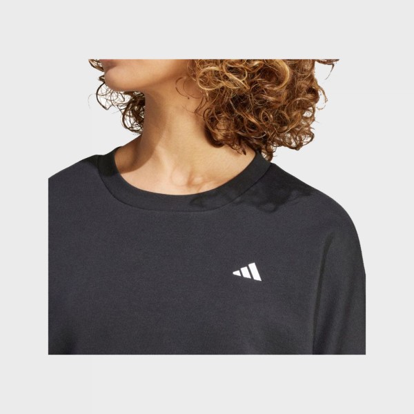 Adidas Essentials Small Logo Feel Cozy Sweattshirt Γυναικειο Φουτερ Μαυρο