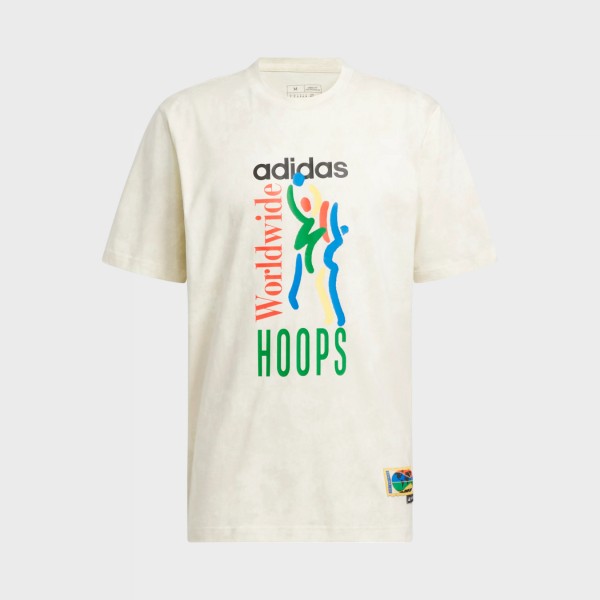Adidas Worldwide Hoops AOP Graphic Ανδρικη Μπλουζα Λευκη