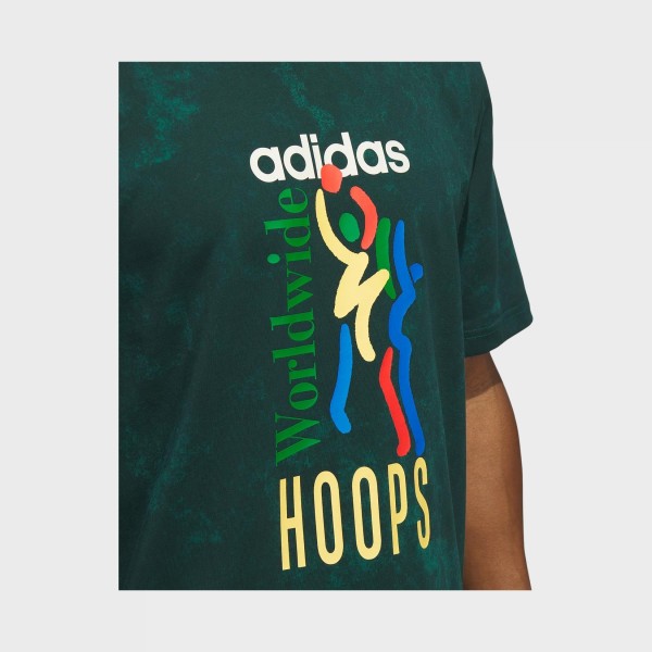 Adidas Worldwide Hoops AOP Graphic Ανδρικη Μπλουζα Πρασινη