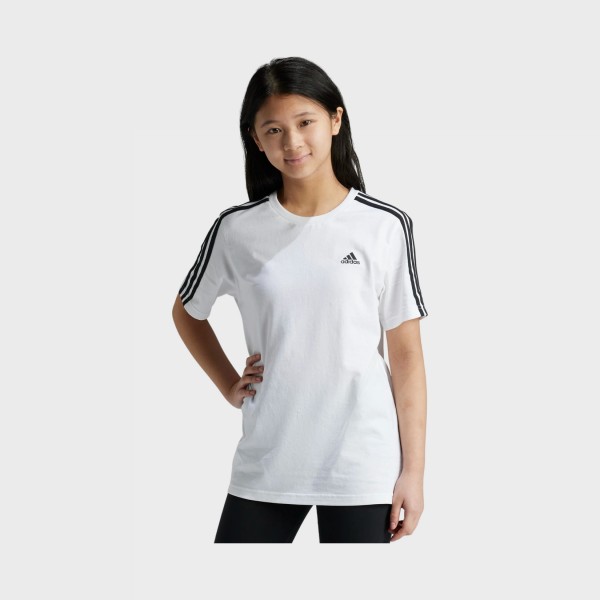 Adidas Sportswear 3 Stripes Boyfriend Fit Εφηβικη Μπλουζα Λευκη