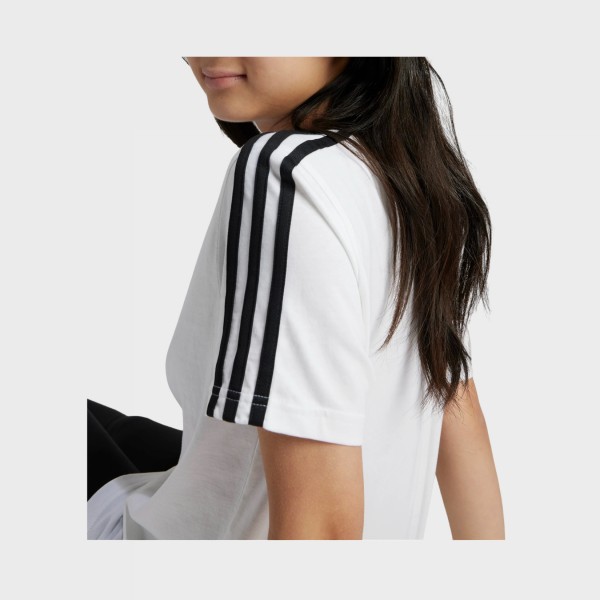 Adidas Sportswear 3 Stripes Boyfriend Fit Εφηβικη Μπλουζα Λευκη