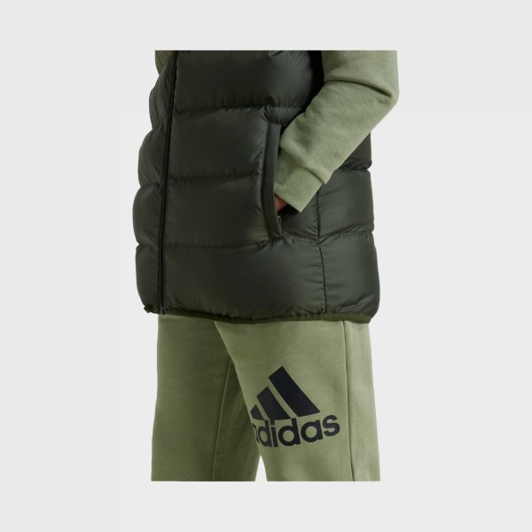 Adidas Sportswear SD Hooded Vest Παιδικο Αμανικο Μπουφαν Πρασινο