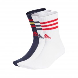Adidas Lifestyle 3 Stripes Cushioned Crew 3 Ζευγη Unisex Καλτσες Λευκο - Μπλε