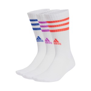 Adidas Performance 3 Stripes Crew 3 Ζευγη Unisex Καλτσες Λευκο - Πολυχρωμο