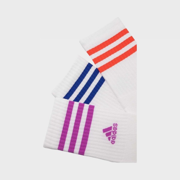 Adidas Performance 3 Stripes Crew 3 Ζευγη Unisex Καλτσες Λευκο - Πολυχρωμο