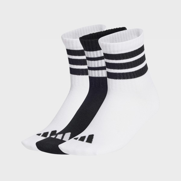 Adidas Performance Training Stripes 3 Ζευγη Unisex Καλτσες Λευκο - Μαυρο