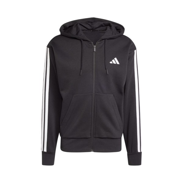 Adidas Essentials 3 Stripes Hooded Fleece Cozy Ανδρικη Ζακετα Μαυρη