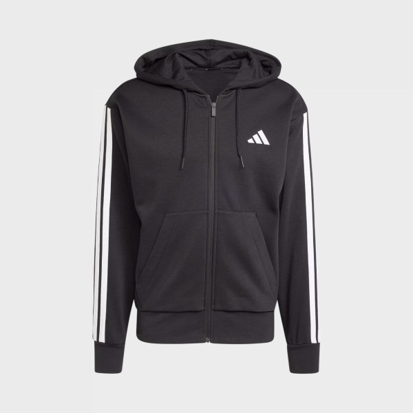 Adidas Essentials 3 Stripes Hooded Fleece Cozy Ανδρικη Ζακετα Μαυρη