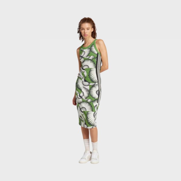 Adidas X Farm Premium All Over Prints Sleeveless Long Γυναικειο Φορεμα Πρασινο