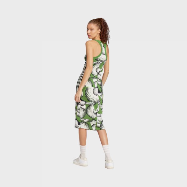 Adidas X Farm Premium All Over Prints Sleeveless Long Γυναικειο Φορεμα Πρασινο