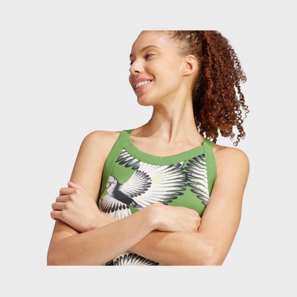 Adidas X Farm Premium All Over Prints Sleeveless Long Γυναικειο Φορεμα Πρασινο