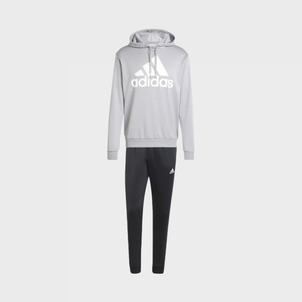 Adidas Sportswear French Terry Hooded Logo Ανδρικο Σετ Ρουχων Μαυρο - Γκρι