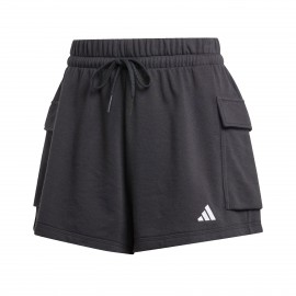 Adidas Essentials Small Logo Cargo French Terry Γυναικειο Σορτς Μαυρο