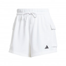 Adidas Essentials Small Logo Cargo French Terry Γυναικειο Σορτς Λευκο
