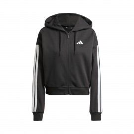 Adidas Sportswear 3 Stripes Hooded DNA Casual Γυναικεια Ζακετα Μαυρη