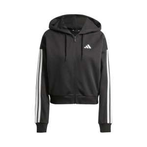 Adidas Sportswear 3 Stripes Hooded DNA Casual Γυναικεια Ζακετα Μαυρη