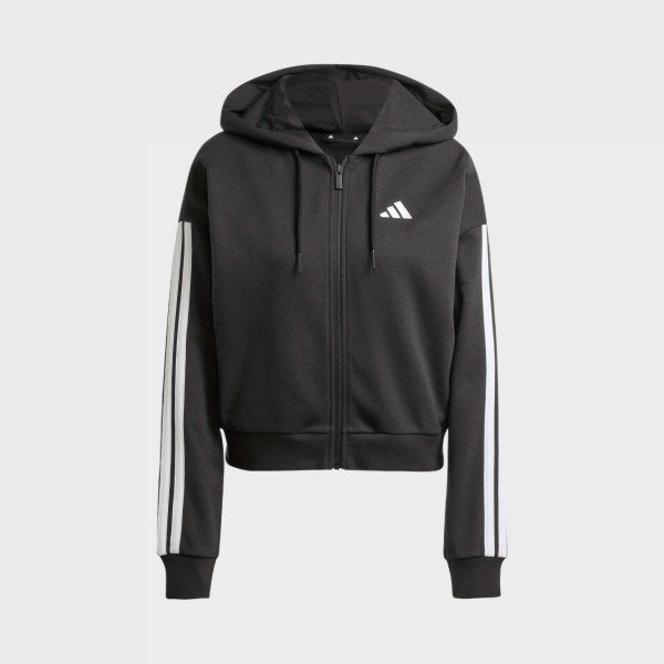 Adidas Sportswear 3 Stripes Hooded DNA Casual Γυναικεια Ζακετα Μαυρη
