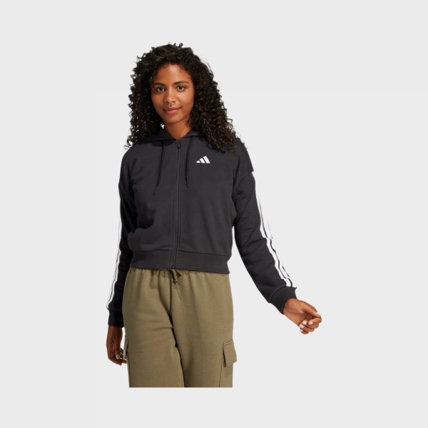 Adidas Sportswear 3 Stripes Hooded DNA Casual Γυναικεια Ζακετα Μαυρη