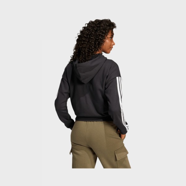 Adidas Sportswear 3 Stripes Hooded DNA Casual Γυναικεια Ζακετα Μαυρη