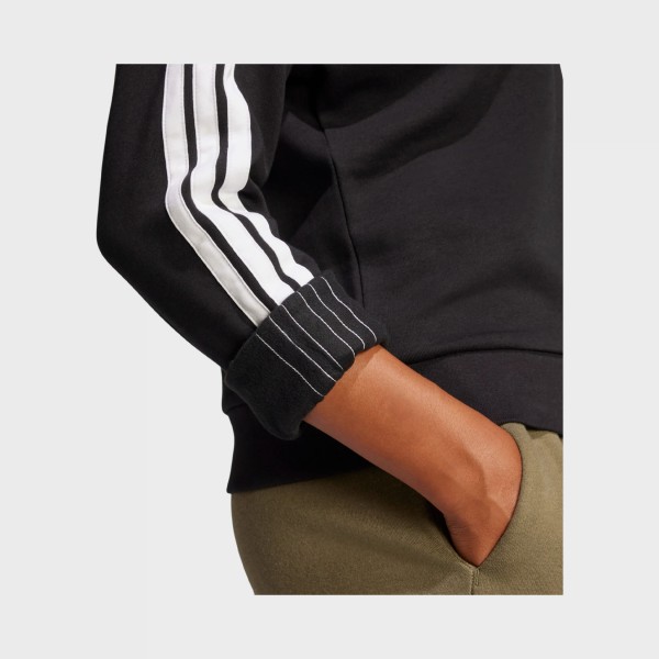 Adidas Sportswear 3 Stripes Sleeve Fleece Γυναικεια Φουτερ Μαυρη