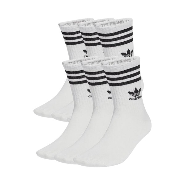 Adidas Originals 3 Stripes Crew Long 6 Ζευγη Unisex Καλτσες Λευκες