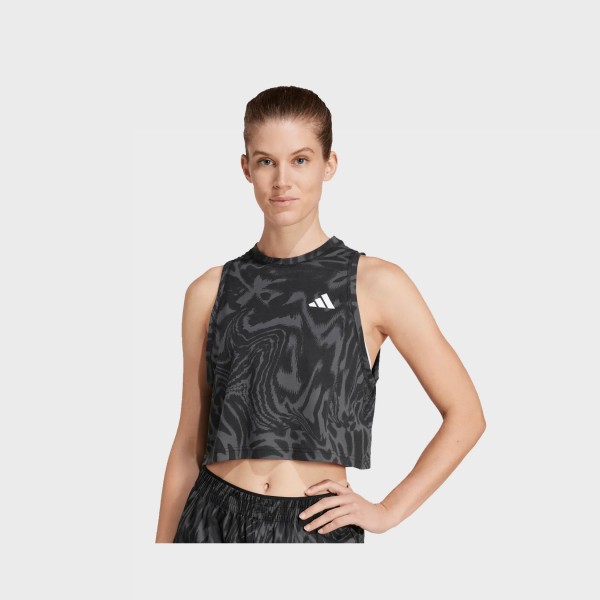 Adidas Train Essentials We Small AOP Animal Γυναικεια Αμανικη Μπλουζα Μαυρο - Γκρι