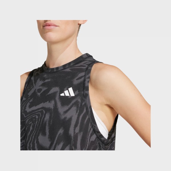 Adidas Train Essentials We Small AOP Animal Γυναικεια Αμανικη Μπλουζα Μαυρο - Γκρι
