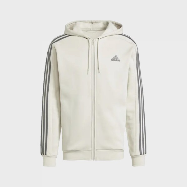 Adidas Sportswear 3 Stripes Hooded Track Top Ανδρικη Ζακετα Μπεζ - Γκρι