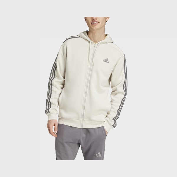 Adidas Sportswear 3 Stripes Hooded Track Top Ανδρικη Ζακετα Μπεζ - Γκρι