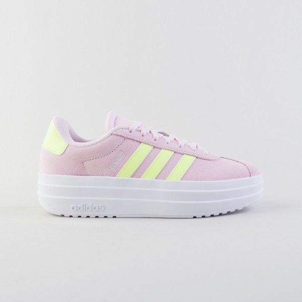 Adidas VL Court Bold Junior Suede 3 Stripes Γυναικειο Παπουτσι Ροζ - Κιτρινο