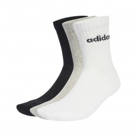 Adidas Performance Crew Logo 6 Ζευγη Unisex Καλτσες Λευκο - Μαυρο - Γκρι