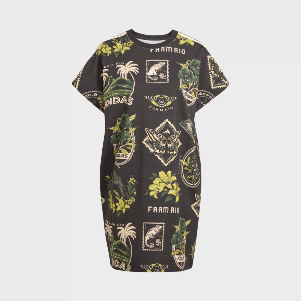 Adidas X Farm Commercial AOP Graphics Oversized Γυναικειο Φορεμα Μαυρο