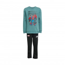 Adidas Sportwear Marvel Spider Man Logo Terry Παιδικο Σετ Ρουχων Πρασινο - Μαυρο