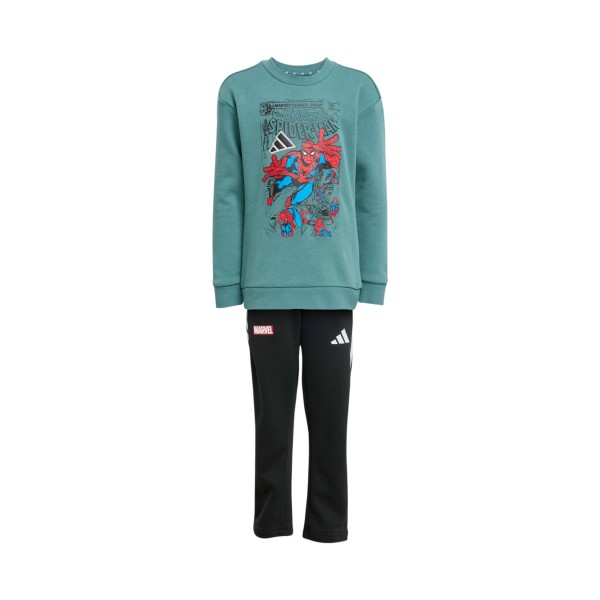 Adidas Sportwear Marvel Spider Man Logo Terry Παιδικο Σετ Ρουχων Πρασινο - Μαυρο