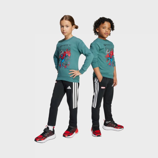 Adidas Sportwear Marvel Spider Man Logo Terry Παιδικο Σετ Ρουχων Πρασινο - Μαυρο