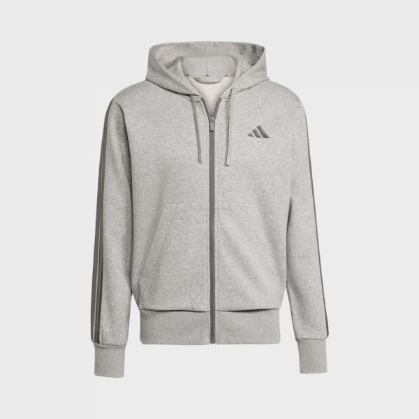 Adidas Essentials Hooded Track Top 3 Stripes Ανδρικη Ζακετα Γκρι