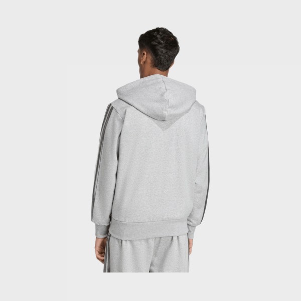 Adidas Essentials Hooded Track Top 3 Stripes Ανδρικη Ζακετα Γκρι