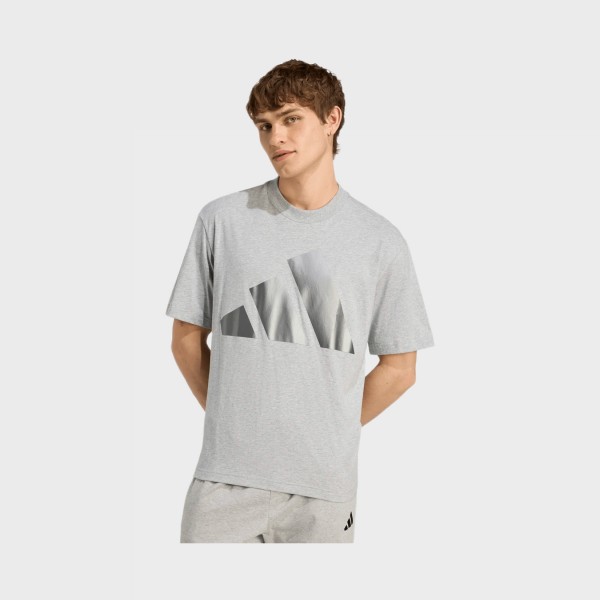 Adidas Sportswear Ess Holiday Big Bars Ανδρικη Μπλουζα Γκρι