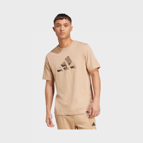 Adidas Sportswear Camo Bar Logo Classic Ανδρικη Μπλουζα Μπεζ