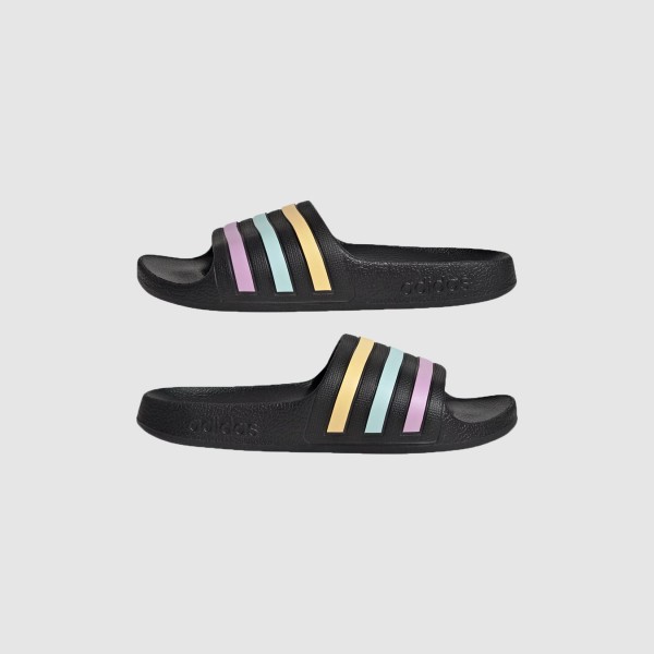 Adidas Adilette Aqua Slip On 3 Stripes Unisex Παιδικη Παντοφλα Μαυρη - Πολυχρωμη