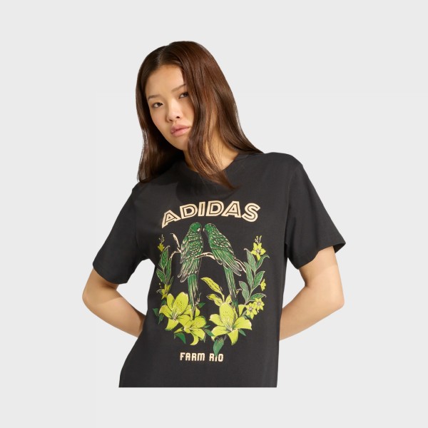 Adidas x Farm Rio Graphics Parrots Γυναικεια Μπλουζα Μαυρη