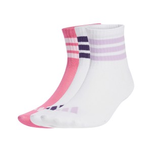 Adidas Performance Rib Crew 3 Ζευγη Εφηβικες Καλτσες Λευκο - Ροζ