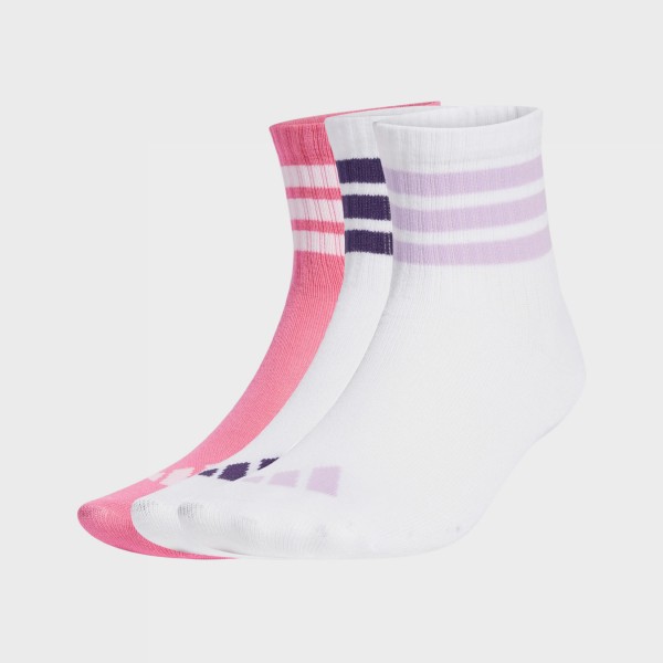 Adidas Performance Rib Crew 3 Ζευγη Εφηβικες Καλτσες Λευκο - Ροζ