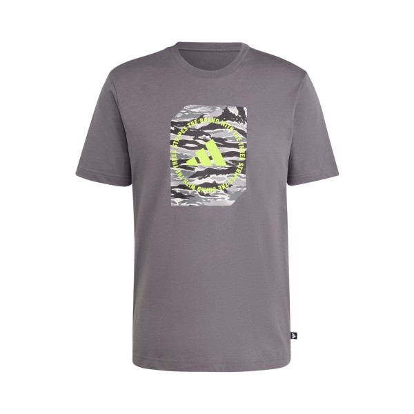 Adidas Sportswear Graphic Camo 3 Bars Ανδρικη Μπλουζα Γκρι