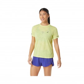 Asics Metarun SS Patern Γυναικεια Μπλουζα Νεον - Κιτρινο