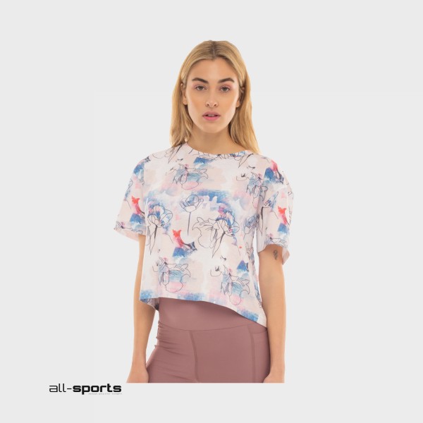 Be Nation Printed Floral Crop Top Γυναικεια Μπλουζα Πολυχρωμη