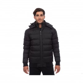 Benation Bomber Detachable Hood With Logo Ανδρικο Μπουφαν Μαυρο