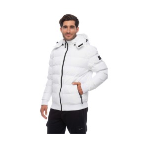 Benation Bomber Detachable Hood With Logo Ανδρικο Μπουφαν Λευκο
